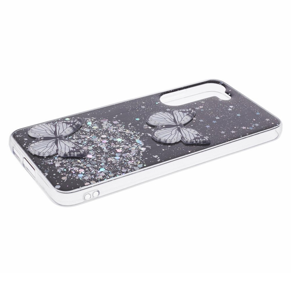 Pouzdro pro Samsung Galaxy S24, Glitter Butterfly, černé