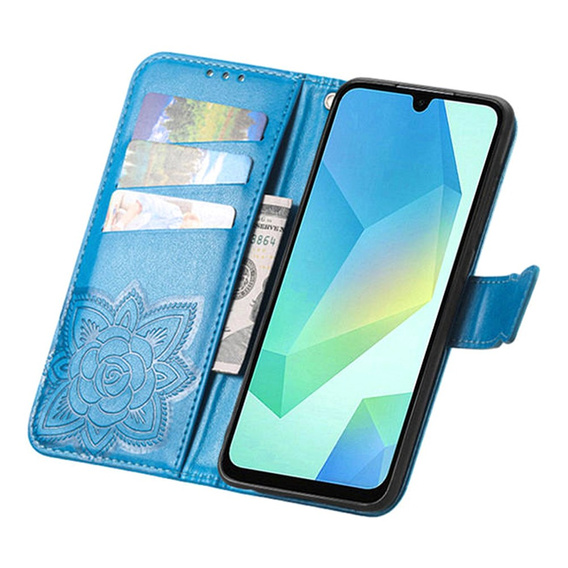 Pouzdro s klopou Butterfly pro Samsung Galaxy A57 5G, modré