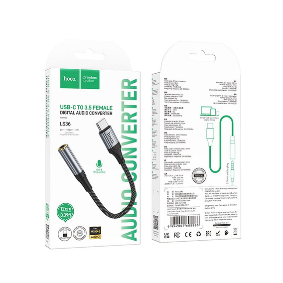 Adaptér AUX USB-C na Jack 3,5 mm Hoco LS36
