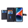 Klopové pouzdro pro iPhone 14, Wallet Zipper Pocket, černé