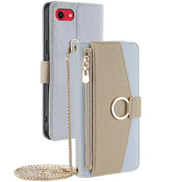 Flipové pouzdro Wallet Zipper Pocket pro iPhone 7 / 8 / SE (2020) / SE (2022), Wallet Zipper Pocket, se zrcátkem, modré