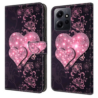 Klopové pouzdro pro Xiaomi Redmi Note 12 4G, Wallet Hearts, růžové