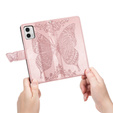 Klopové pouzdro pro Motorola Moto G73 5G, Butterfly, růžové rose gold