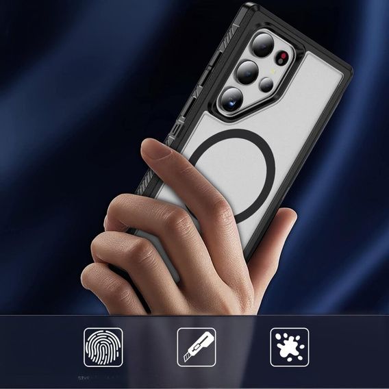 Pouzdro s rámečkem pro Samsung Galaxy S24 Ultra, pro MagSafe, transparentní / černé