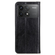Flipové pouzdro pro Xiaomi Poco F6 Pro, Split Leather, černé