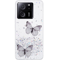 Pouzdro pro Xiaomi 13T / 13T Pro / Redmi K60 Ultra, Glitter Butterfly, bílé