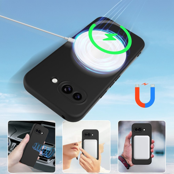 Pouzdro pro Google Pixel 9A, Silicone MagSafe, černé
