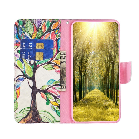 Klopové pouzdro pro Samsung Galaxy M34, Wallet, tree of life, bílé