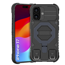 Pouzdro pro iPhone 17, pro MagSafe, pancéřované se stojánkem, černé