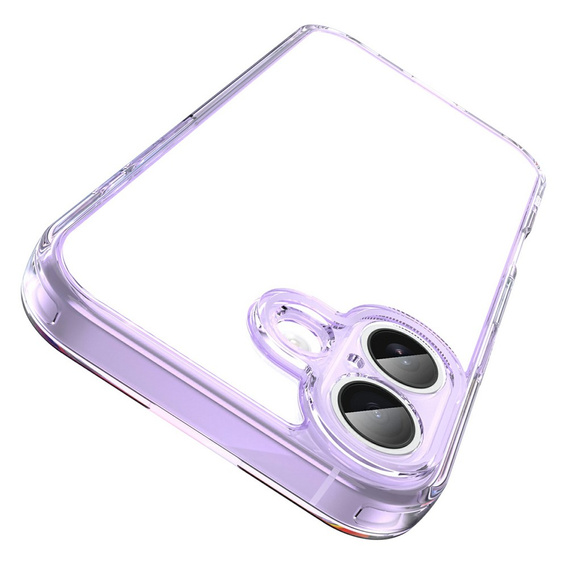 Pouzdro pro iPhone 17, s krytem fotoaparátu, průhledné s fialovými boky