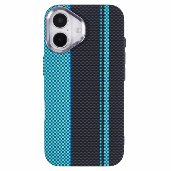 Pouzdro pro iPhone 16, Carbon Fiber MagSafe, černá / modrá