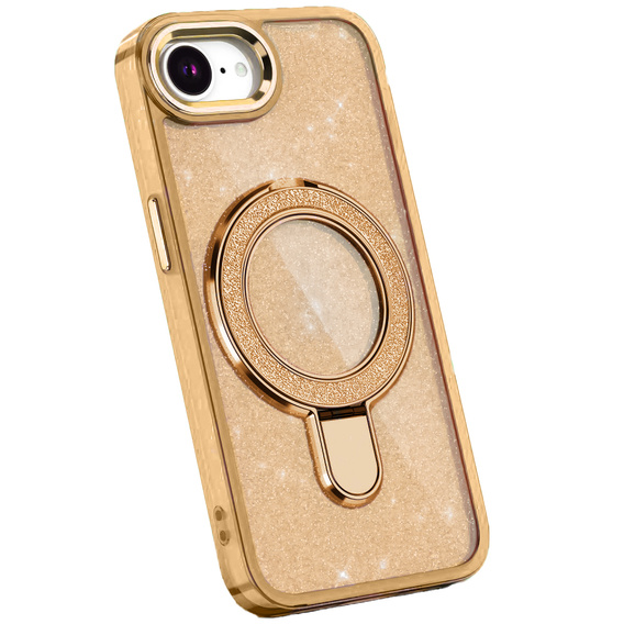 Pouzdro iPhone 16e, Glittery Magnetic Kickstand, růžové rose gold