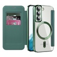 Klopové pouzdro pro Samsung Galaxy S22 5G, RFID Wallet MagSafe CamShield, zelené