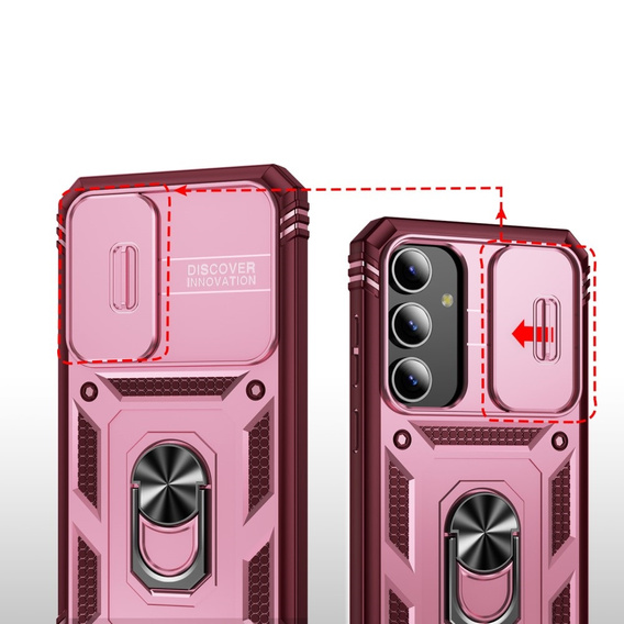 Pouzdro pro Samsung Galaxy S24+ Plus, CamShield Slide, růžové/ červené