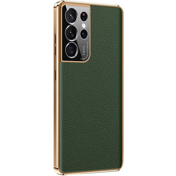 Pouzdro pro Samsung Galaxy S23 Ultra, Cowhide Leather, zelené