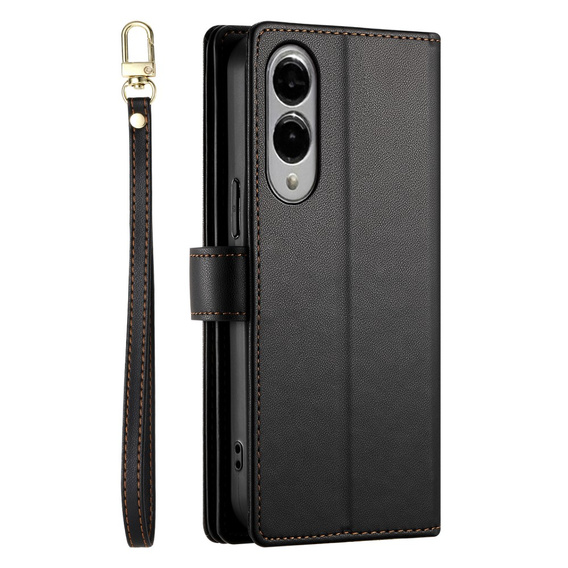 Klopové pouzdro pro Samsung Galaxy S25 Edge, Wallet Zipper Pocket, černé