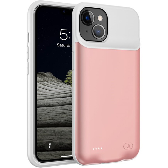 6500mAh bateriové pouzdro pro iPhone 13, růžové