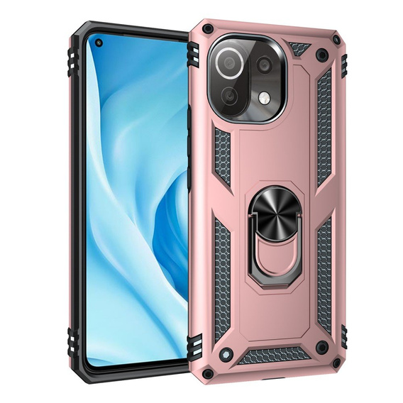 Pancéřové pouzdro pro Xiaomi Mi 11 Lite / Mi 11 Lite 5G / 11 Lite 5G NE, Nox Case Ring, růžové rose gold