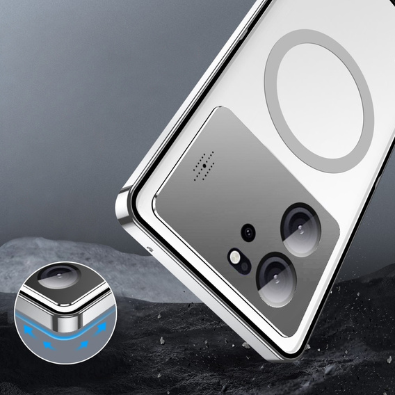 Ochranné pouzdro na fotoaparát pro Xiaomi 13T / 13T Pro, CamShield MagSafe, průhledná / stříbrná