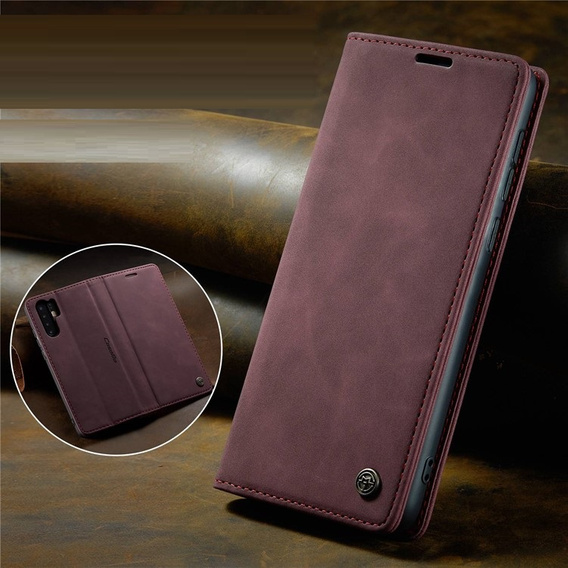 Pouzdro CASEME pro Huawei P30 Pro, Leather Wallet Case, kaštanové