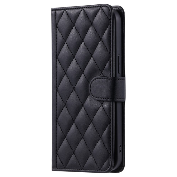 Pouzdro s klopou pro Samsung Galaxy S25, Rhombus Crossbody Leather, černé