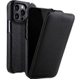 MELKCO flipové pouzdro pro iPhone 12 / 12 Pro, kožené, flipové, černé