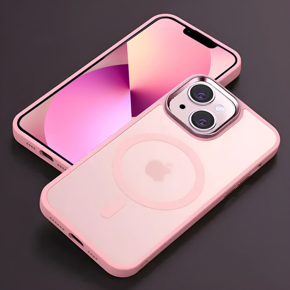 Pouzdro pro iPhone 13, pro MagSafe, ERBORD Matt Case, růžový + sklo na displej