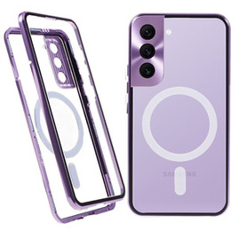 Magnetické pouzdro Dual Glass MagSafe pro Samsung Galaxy S22 Plus, fialové