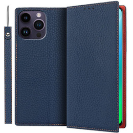 Klopové pouzdro pro iPhone 14 Pro Max, Litchi Skin Grain, námořnicky modré