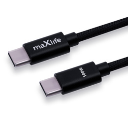 Kabel Maxlife MXUC-12 USB-C - USB-C 1,0 m 100W, černý