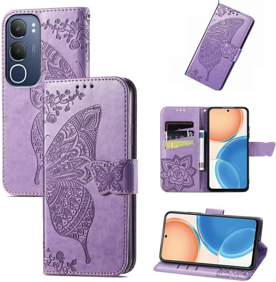 Klopové pouzdro pro Vivo Y19s, Butterfly, fialové