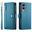 Klopové pouzdro pro Samsung Galaxy S25 Edge, Wallet Zipper Pocket, modré