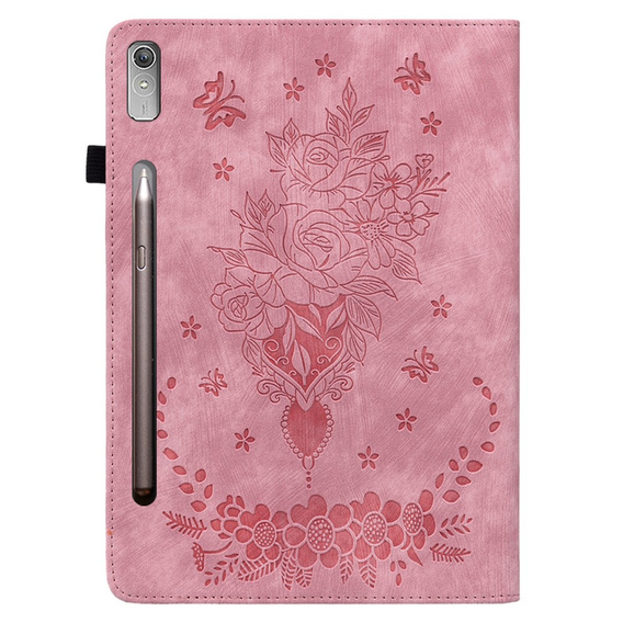 Pouzdro s klopou pro Lenovo Tab P12, flower, světle růžové