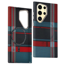 Pouzdro pro Samsung Galaxy S23 Ultra, Carbon Fiber MagSafe, modrá / červená