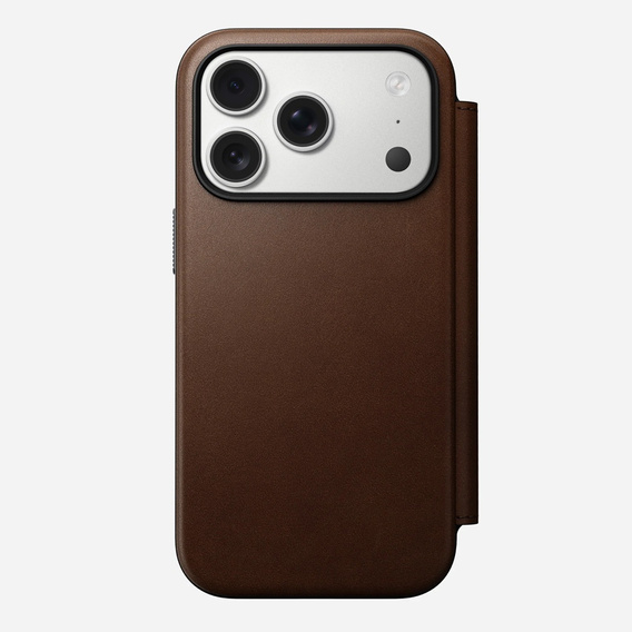 Pouzdro Nomad pro iPhone 17 Pro, Modern Leather Folio, hnědé
