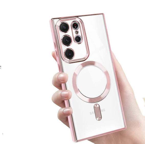 Pouzdro pro Samsung Galaxy S22 Ultra, MagSafe Hybrid, růžové rose gold