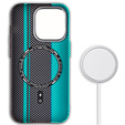 Pouzdro pro iPhone 14 Pro Max, Carbon Fiber MagSafe, černá / modrá