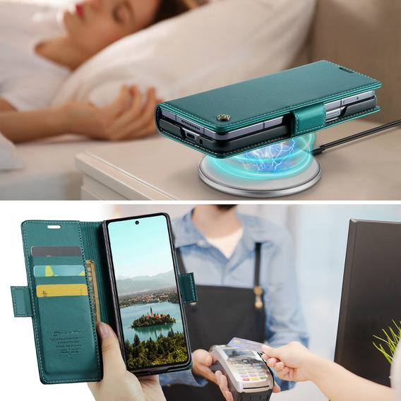 CASEME Litchi Peněženkové flipové pouzdro pro Samsung Galaxy Z Fold7 5G