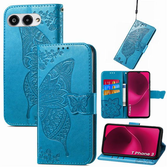 Klopové pouzdro pro T Phone 3 5G, Butterfly, modré