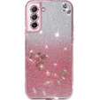 Pouzdro pro Samsung Galaxy S21 FE, Glitter Flower, růžové rose gold