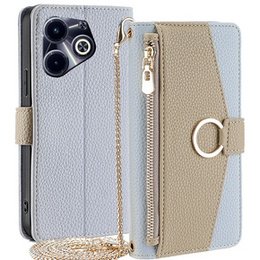 Flipové pouzdro Wallet Zipper Pocket pro Infinix Hot 40i, Wallet Zipper Pocket, se zrcátkem, modré