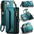 Pouzdro CASEME pro iPhone16e, RFID Leather Wallet, s popruhem přes rameno, zelené