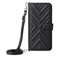 Flipové pouzdro pro Samsung Galaxy S25 Edge, Crossbody Leather Wallet, černé