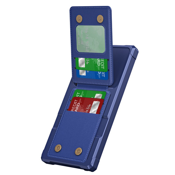Pouzdro pro Samsung Galaxy S25 Ultra, Card Holder Kickstand, námořnicky modré