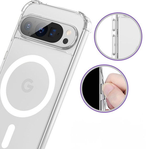Pouzdro pro Google Pixel 9 / 9 Pro, Dropproof MagSafe, průhledné