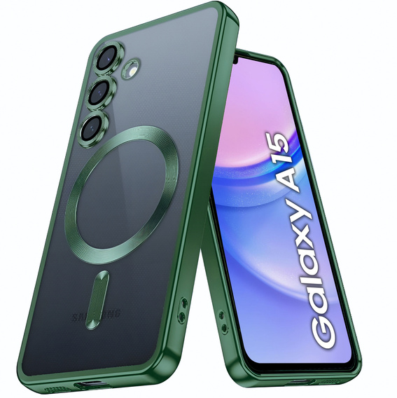 Pouzdro pro Samsung Galaxy A15 4G/5G, Electro MagSafe, zelené + sklo na displej