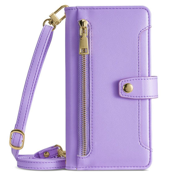 Klopové pouzdro pro Realme 14 Pro+ 5G, Wallet Zipper Pocket, fialové