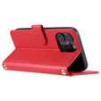 Pouzdro s klopou pro iPhone 16 Pro Max, Rhombus Crossbody Leather, červené