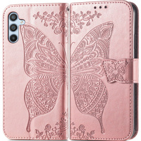 Klopové pouzdro pro Samsung Galaxy A56, Butterfly, růžové rose gold