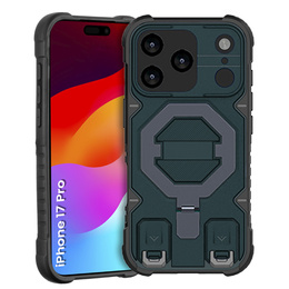 Pouzdro pro iPhone 17 Pro, pro MagSafe, pancéřované se stojánkem, modré